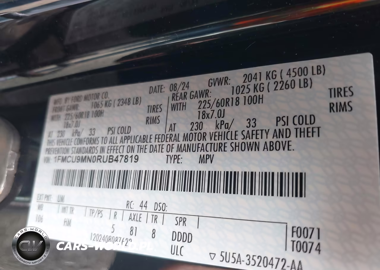 2024 Ford Escape St-Line VIN:1FMCU9MN0RUB47819 - 9