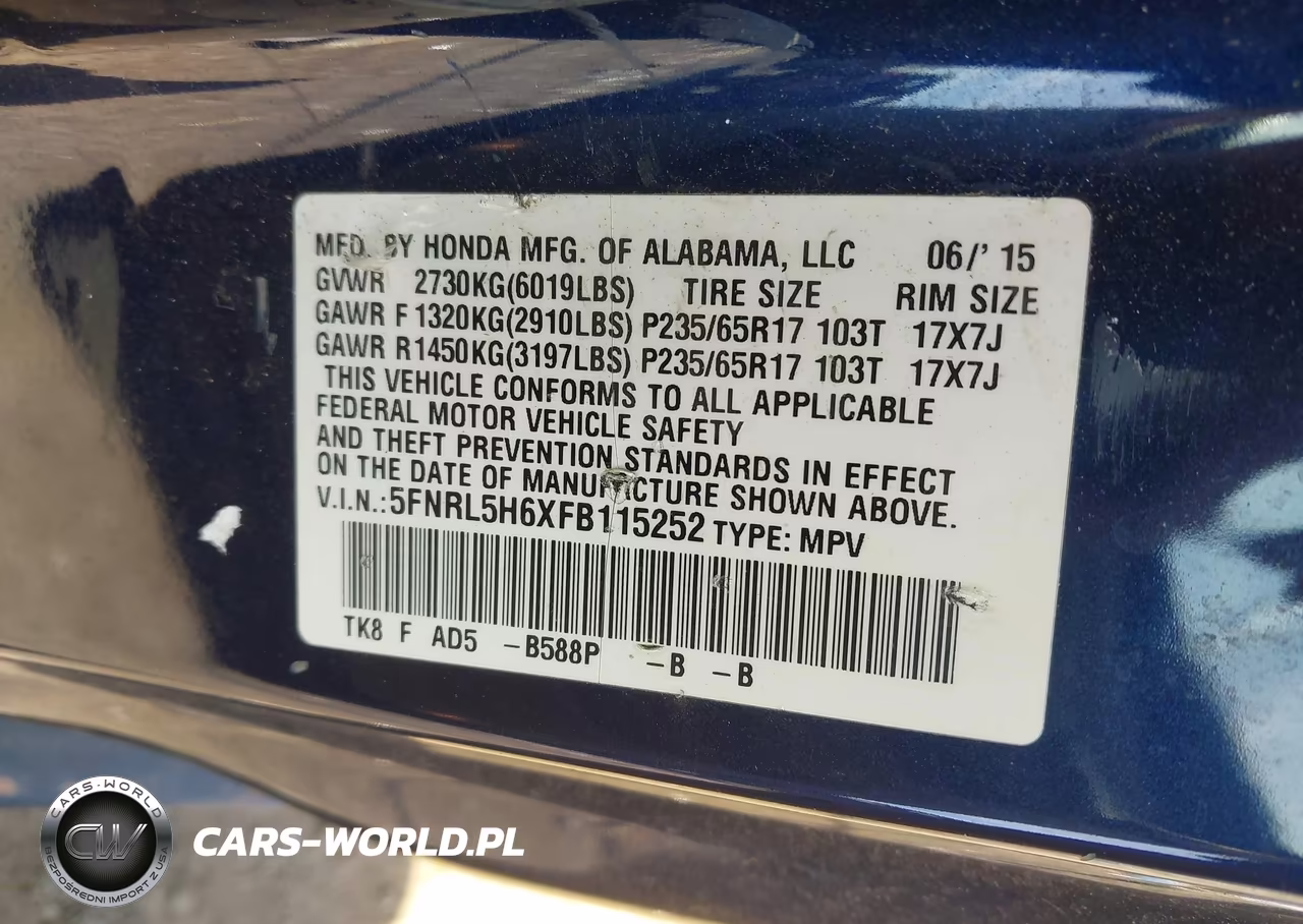 2015 Honda Odyssey Ex-L VIN:5FNRL5H6XFB115252 - 9