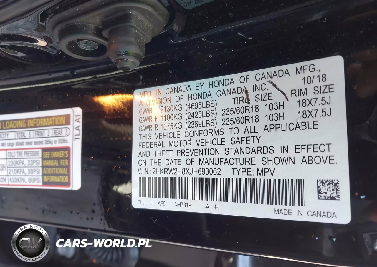 2018 Honda Cr-V Ex-L-Ex-L Navi VIN:2HKRW2H8XJH693062 - 9