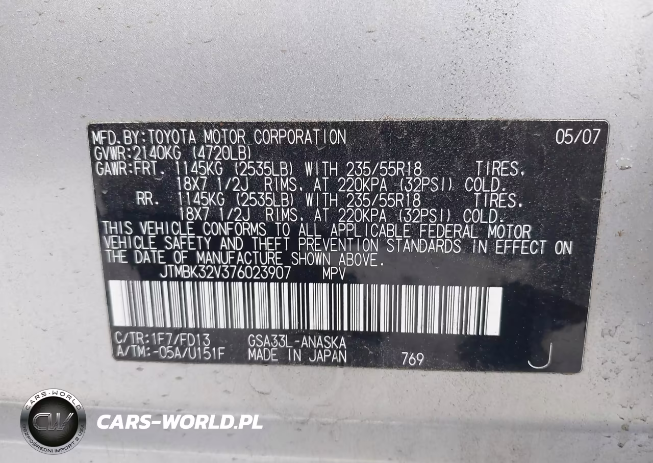 2007 Toyota Rav4 Sport V6 VIN:JTMBK32V376023907 - 9