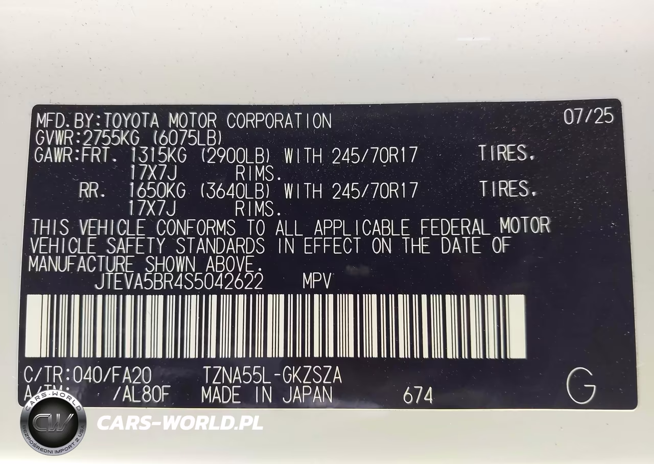 2025 Toyota 4Runner Sr5 VIN:JTEVA5BR4S5042622 - 9