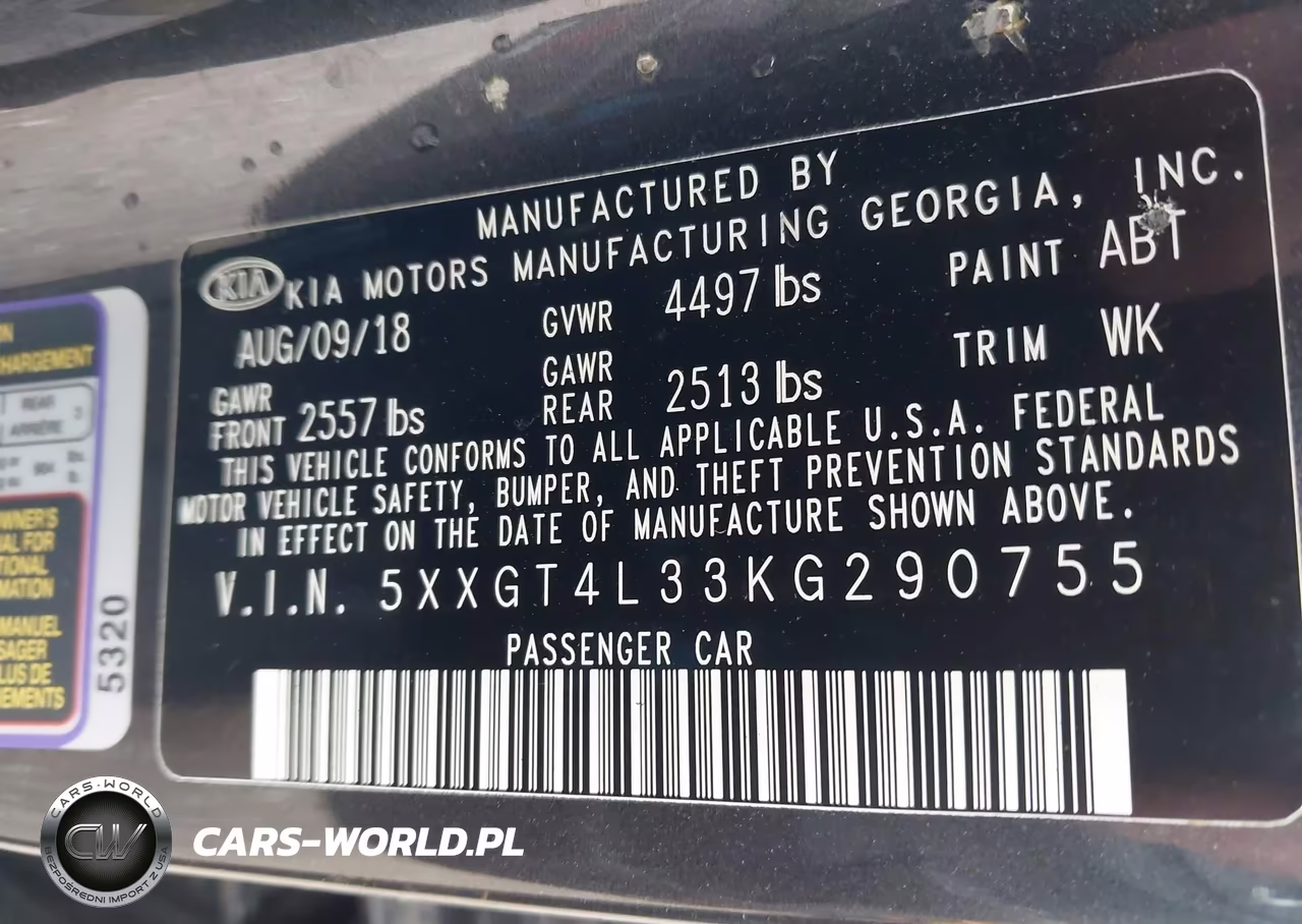 2019 Kia Optima S VIN:5XXGT4L33KG290755 - 9