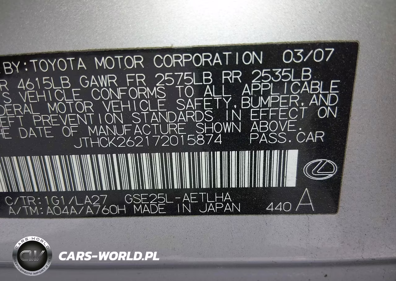 2007 Lexus Is 250 VIN:JTHCK262172015874 - 9