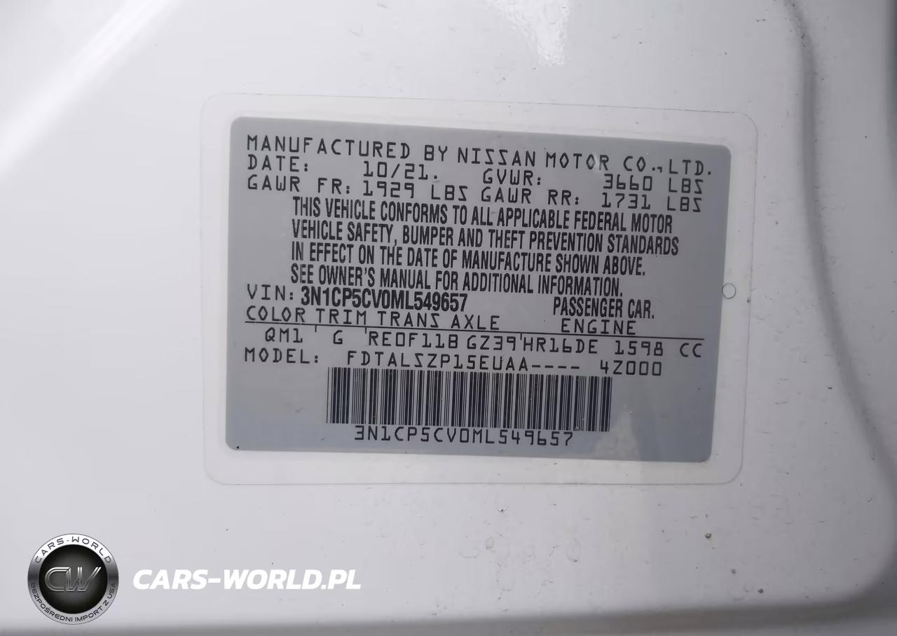 2021 Nissan Kicks Sv Xtronic Cvt VIN:3N1CP5CV0ML549657 - 9