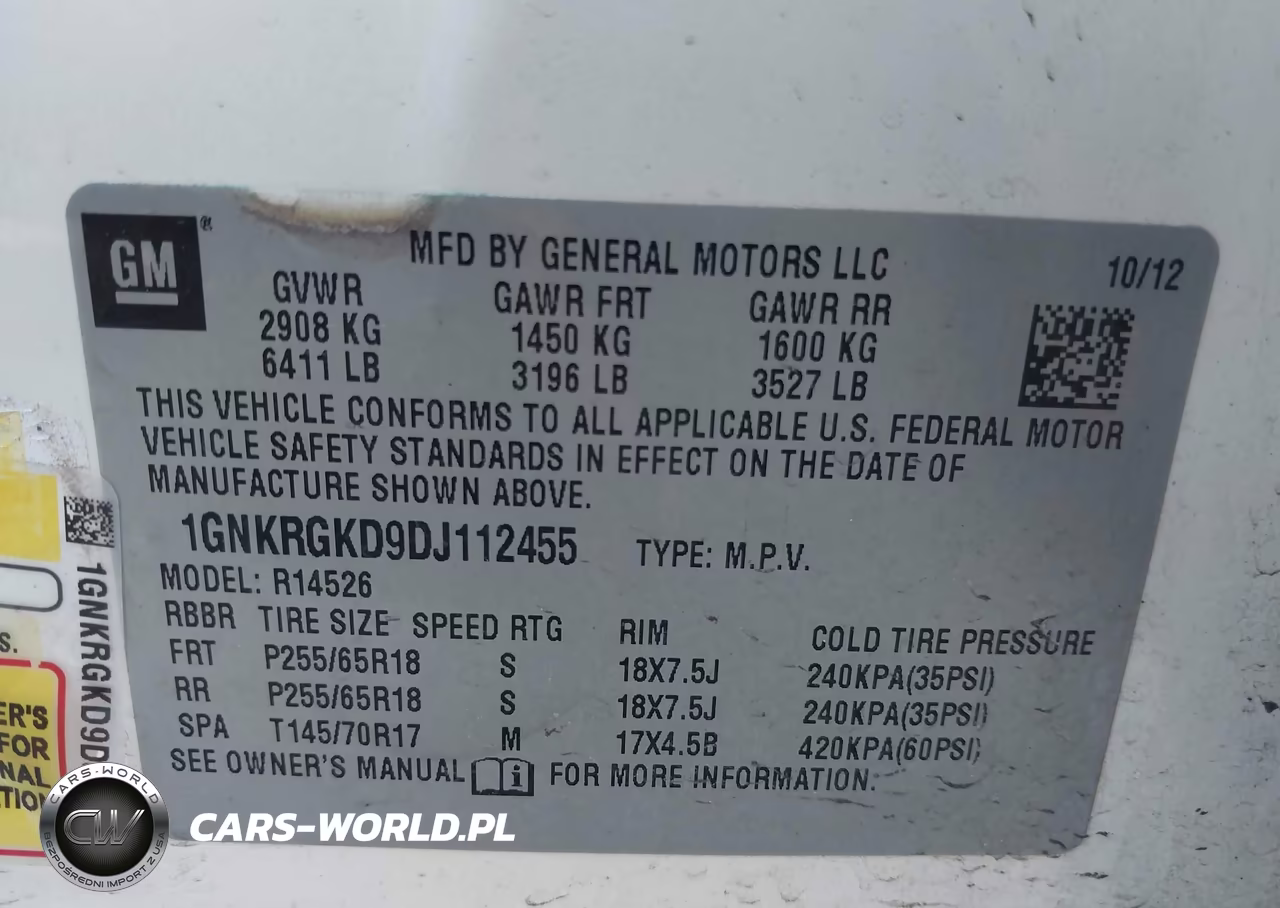 2013 Chevrolet Traverse 1Lt VIN:1GNKRGKD9DJ112455 - 9
