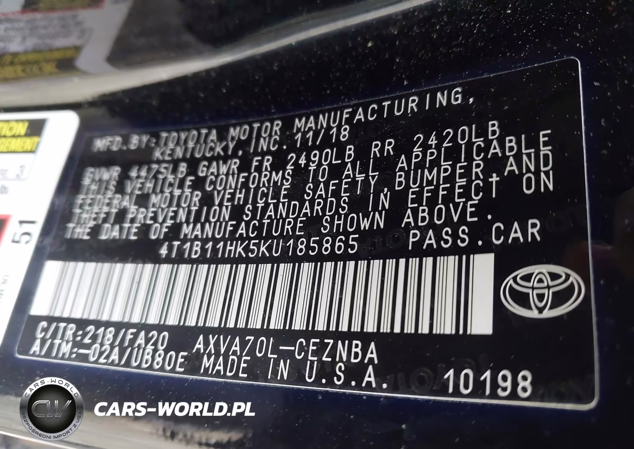 2019 Toyota Camry Le VIN:4T1B11HK5KU185865 - 9