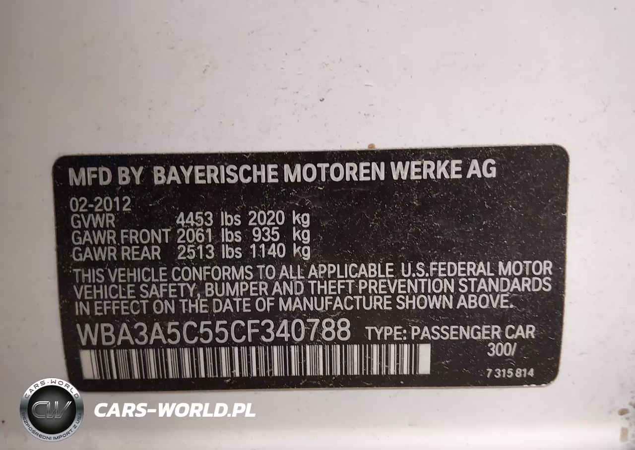 2012 BMW 328I VIN:WBA3A5C55CF340788 - 9