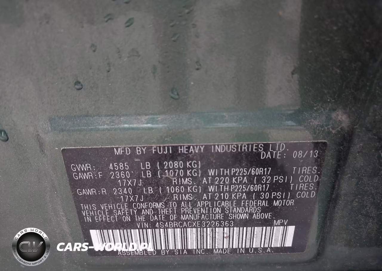 2014 Subaru Outback 2.5I VIN:4S4BRCACXE3226363 - 9