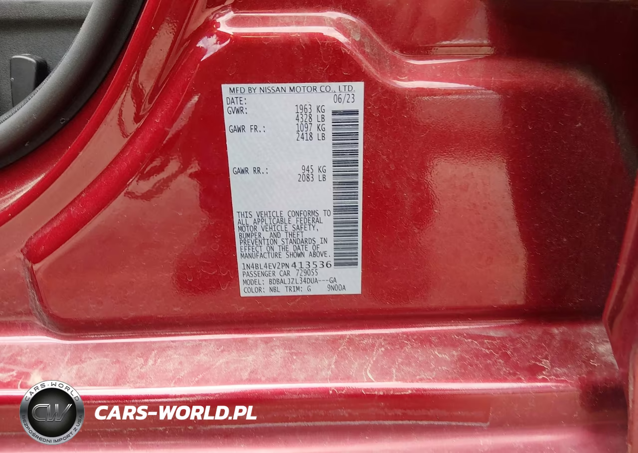 2023 Nissan Altima Sl Fwd VIN:1N4BL4EV2PN413536 - 9