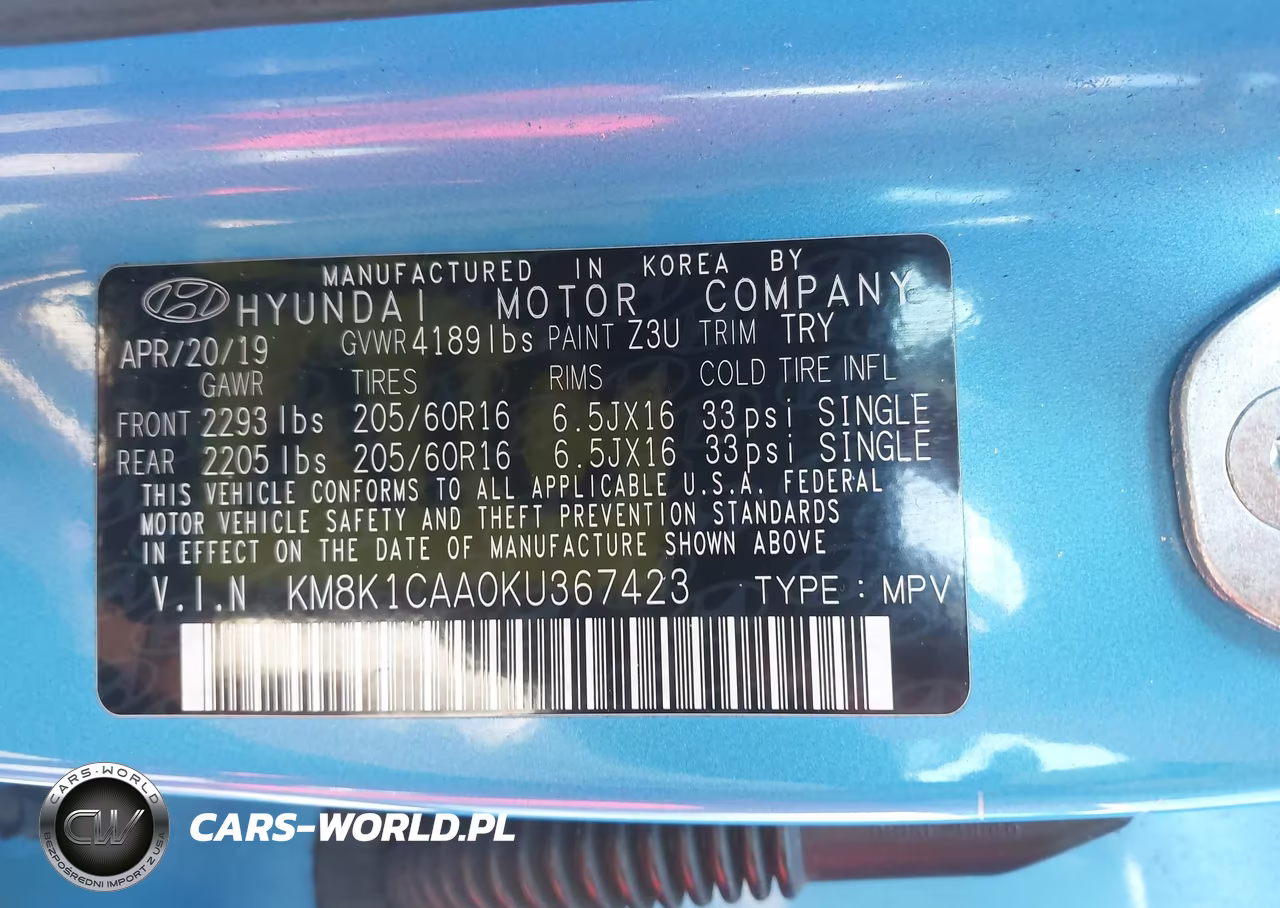 2019 Hyundai Kona Se VIN:KM8K1CAA0KU367423 - 9