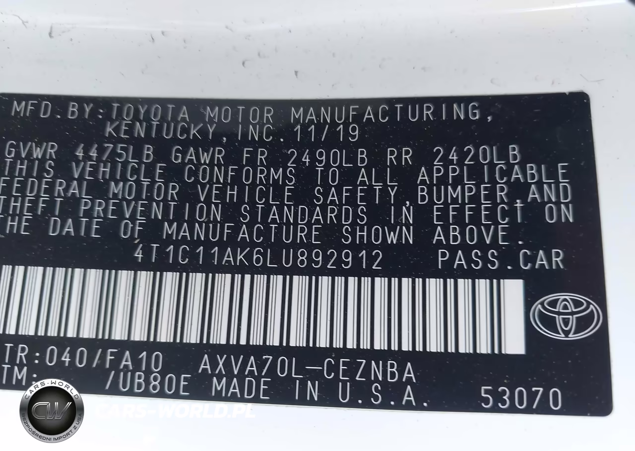 2020 Toyota Camry Le VIN:4T1C11AK6LU892912 - 9