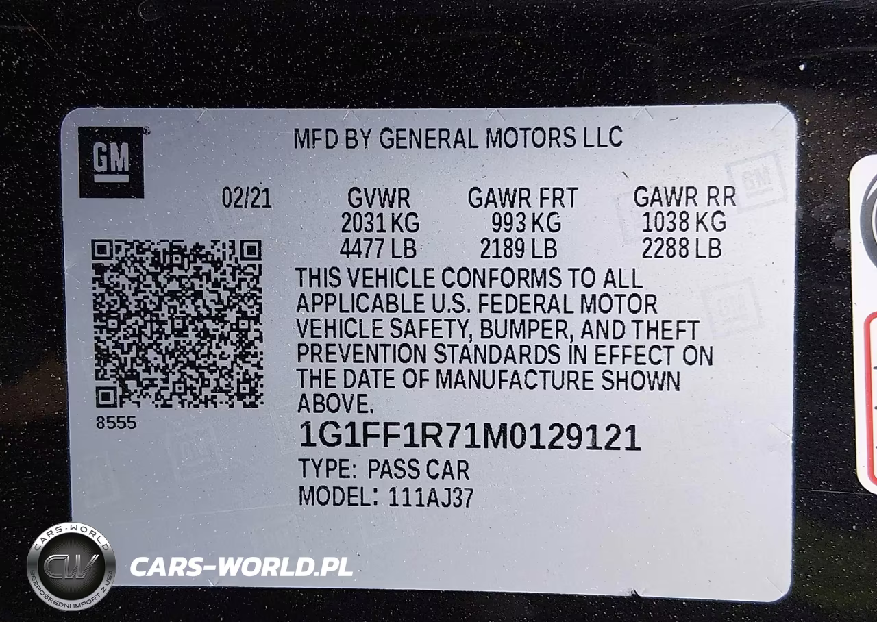 2021 Chevrolet Camaro Rwd Lt1 VIN:1G1FF1R71M0129121 - 9