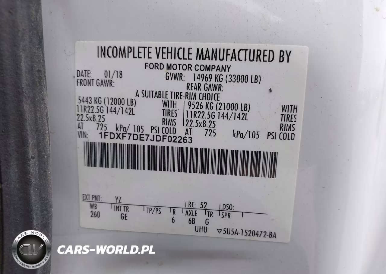 2018 Ford F-750 Diesel VIN:1FDXF7DE7JDF02263 - 8