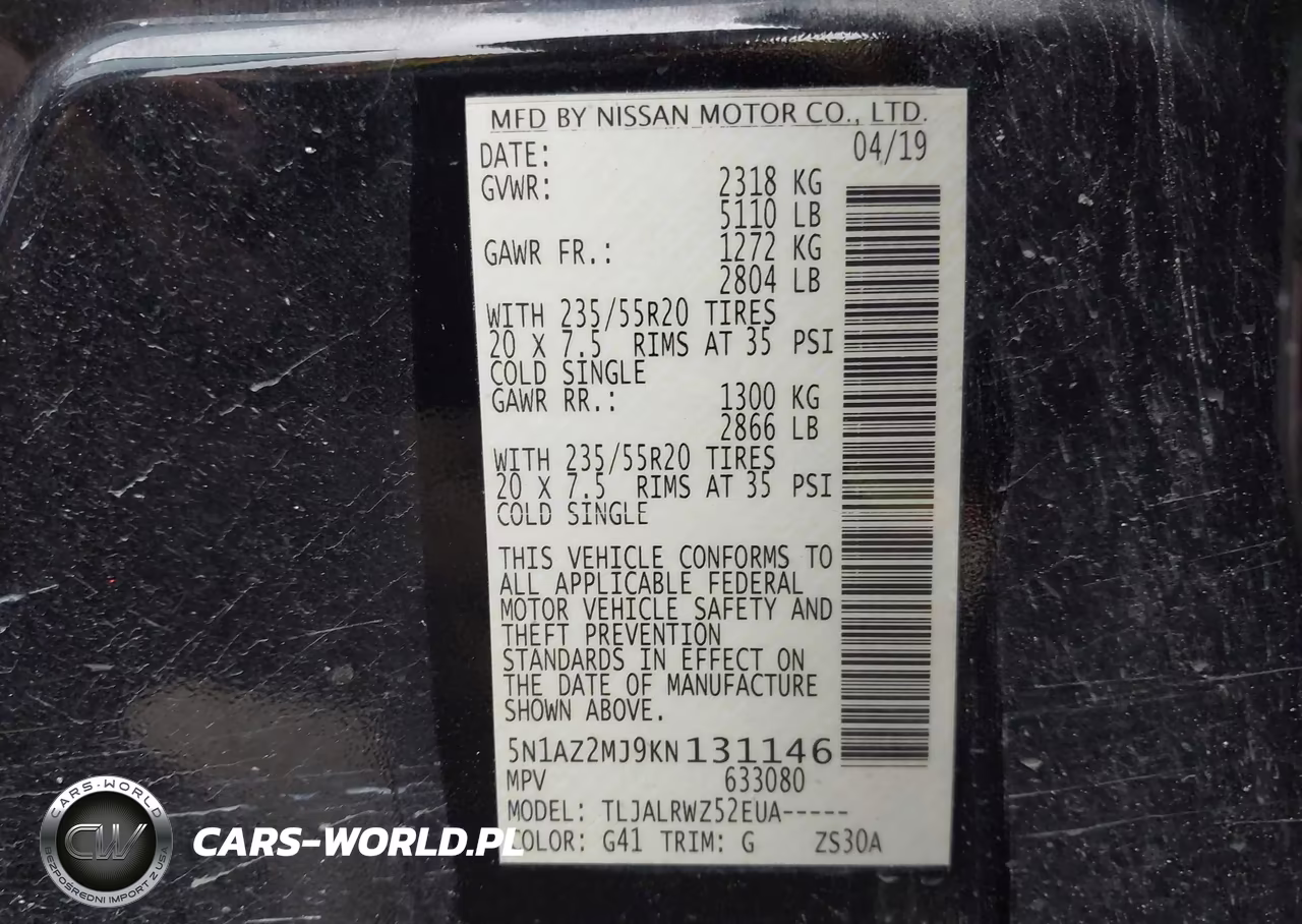 2019 Nissan Murano Sl VIN:5N1AZ2MJ9KN131146 - 9