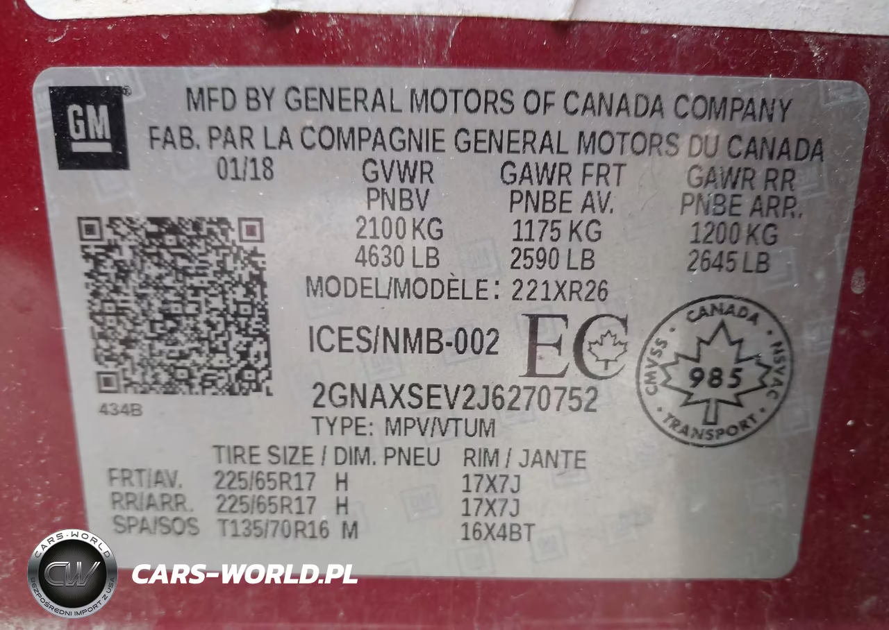 2018 Chevrolet Equinox 1Lt VIN:2GNAXSEV2J6270752 - 9