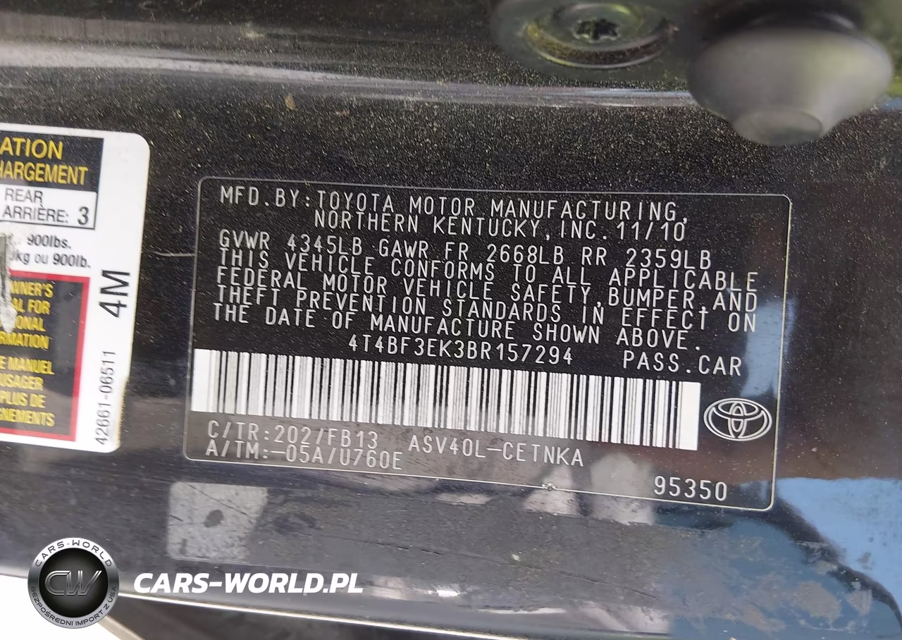 2011 Toyota Camry Le VIN:4T4BF3EK3BR157294 - 9