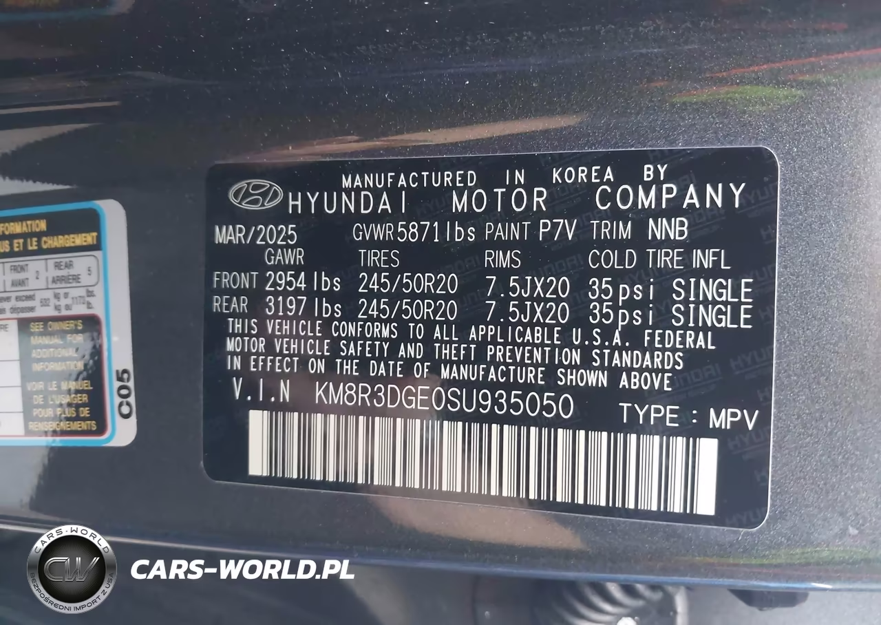 2025 Hyundai Palisade Xrt VIN:KM8R3DGE0SU935050 - 9