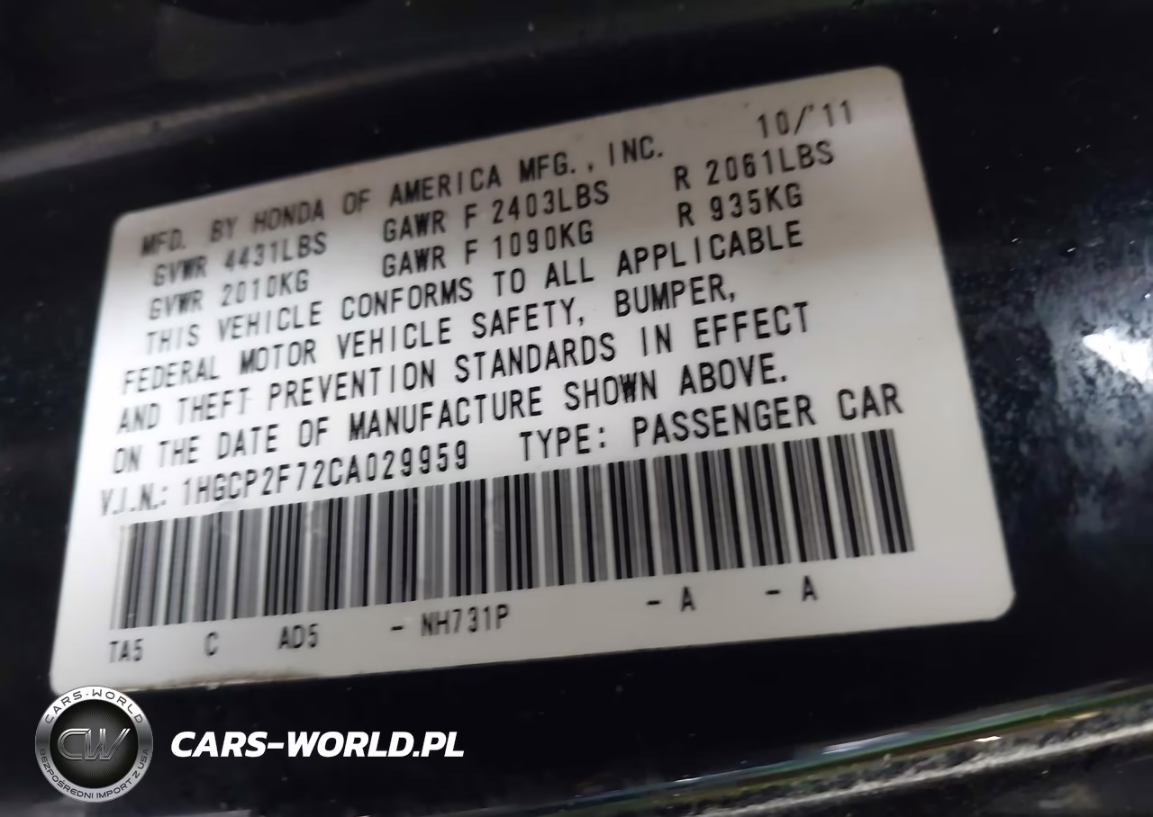 2012 Honda Accord 2.4 Ex VIN:1HGCP2F72CA029959 - 9