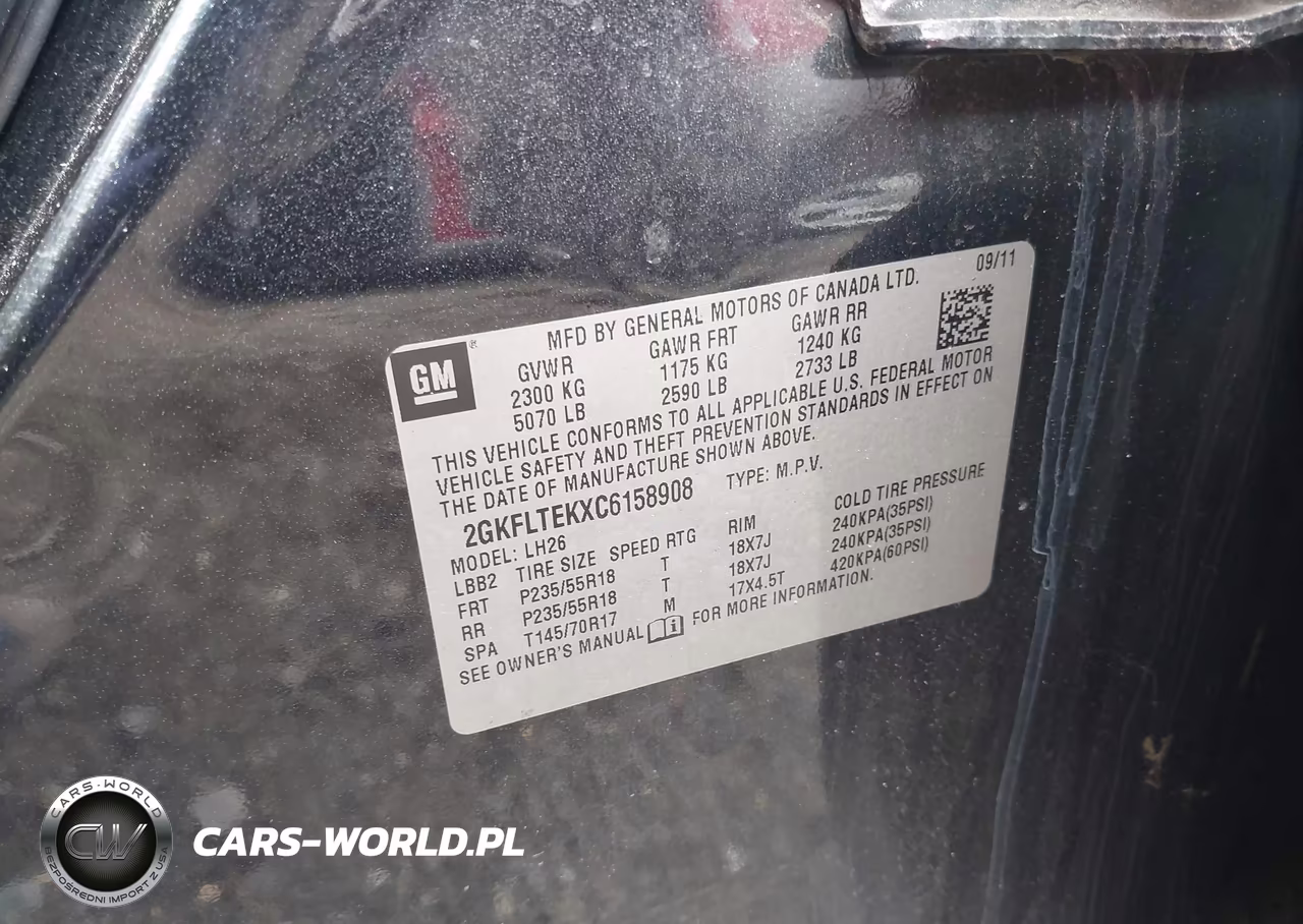 2012 GMC Terrain Sle-2 VIN:2GKFLTEKXC6158908 - 9
