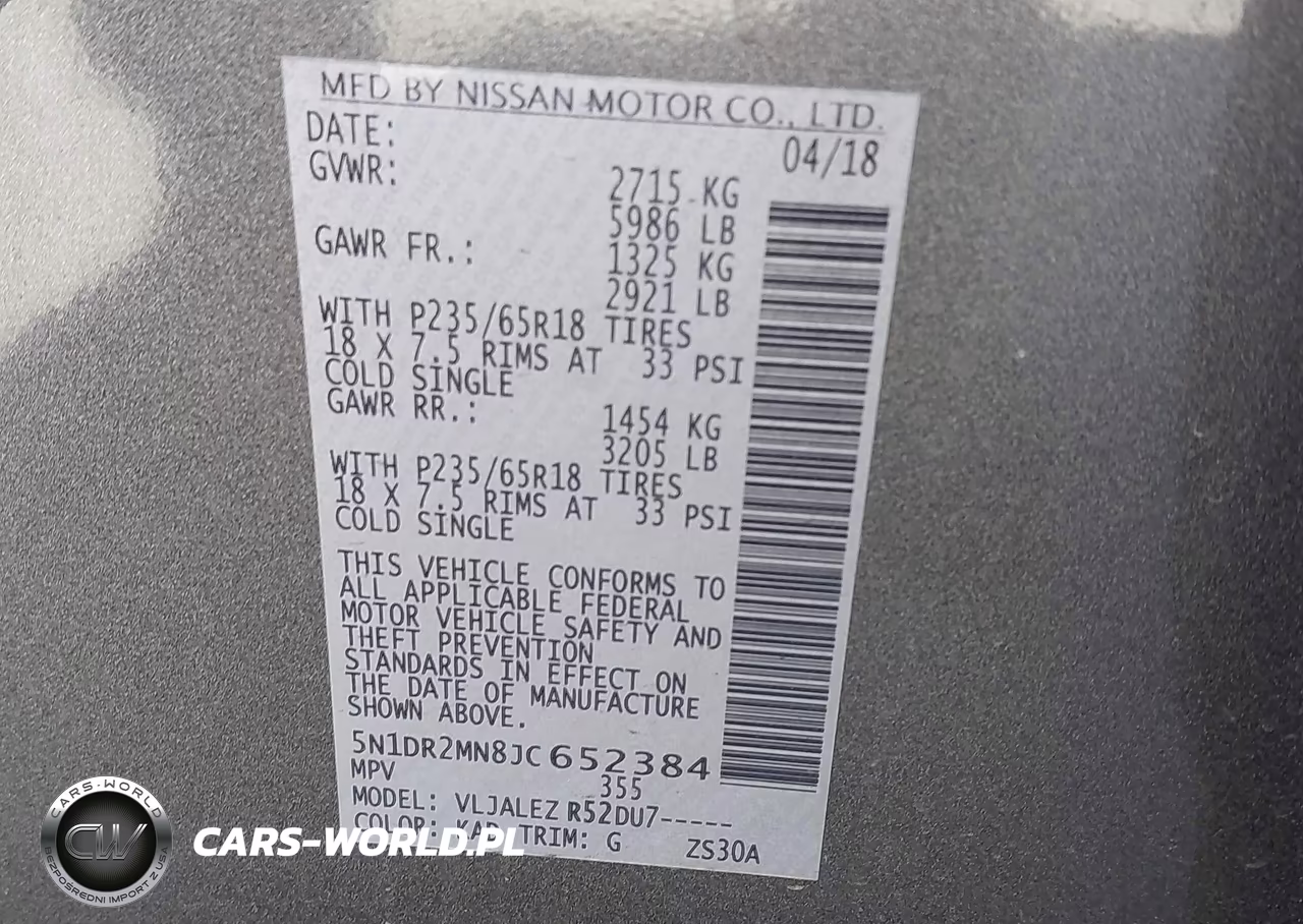 2018 Nissan Pathfinder Sv VIN:5N1DR2MN8JC652384 - 9