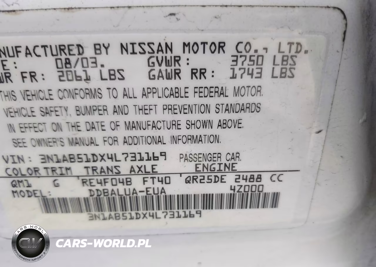 2004 Nissan Sentra Se-R VIN:3N1AB51DX4L731169 - 9