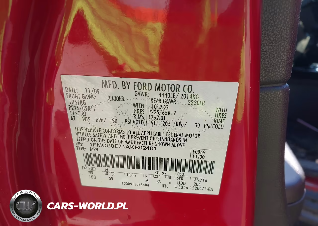 2010 Ford Escape Limited VIN:1FMCU0E71AKB02481 - 9