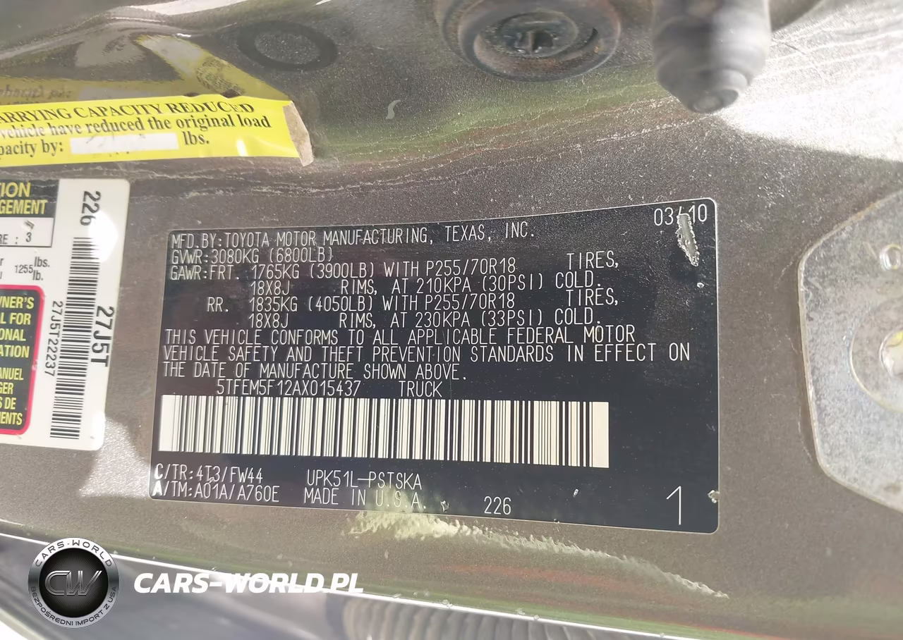 2010 Toyota Tundra Grade 4.6L V8 VIN:5TFEM5F12AX015437 - 9