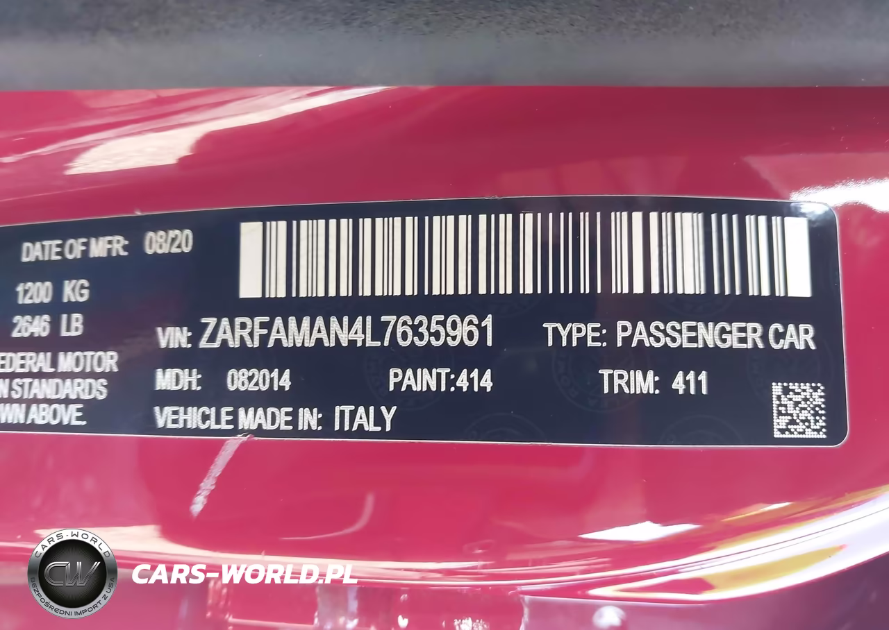 2020 Alfa Romeo Giulia Rwd VIN:ZARFAMAN4L7635961 - 9