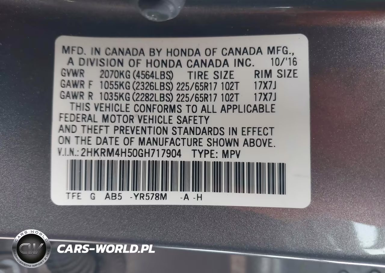 2016 Honda Cr-V Ex VIN:2HKRM4H50GH717904 - 9