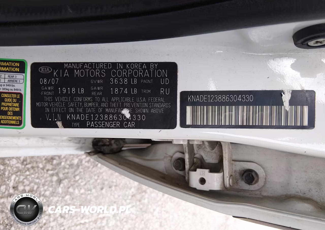 2008 Kia Rio Lx VIN:KNADE123886304330 - 9