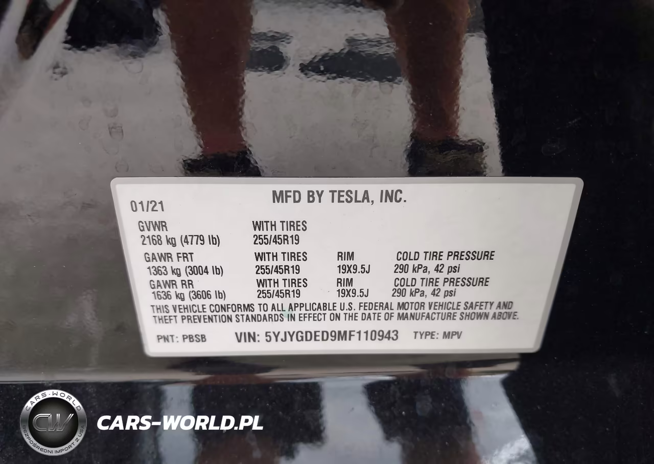 2021 Tesla Model Y Standard Range Rear-Wheel Drive VIN:5YJYGDED9MF110943 - 9