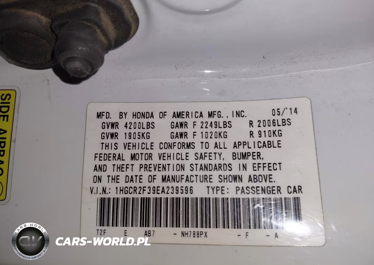 2014 Honda Accord Lx VIN:1HGCR2F39EA239596 - 9