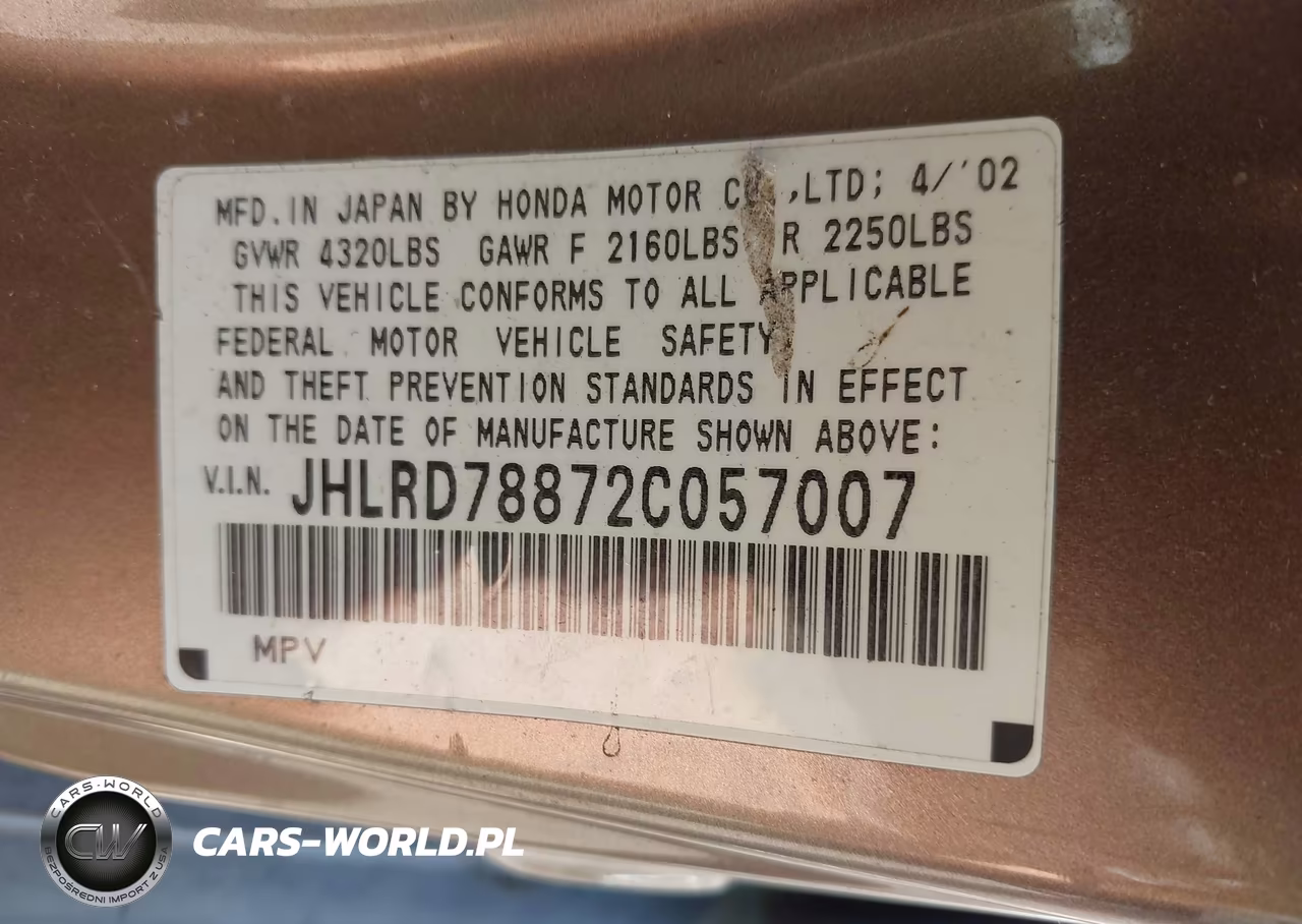 2002 Honda Cr-V Ex VIN:JHLRD78872C057007 - 9
