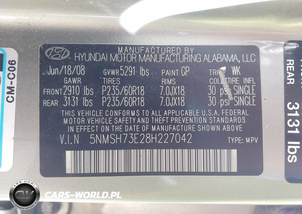 2008 Hyundai Santa Fe Limited-Se VIN:5NMSH73E28H227042 - 9