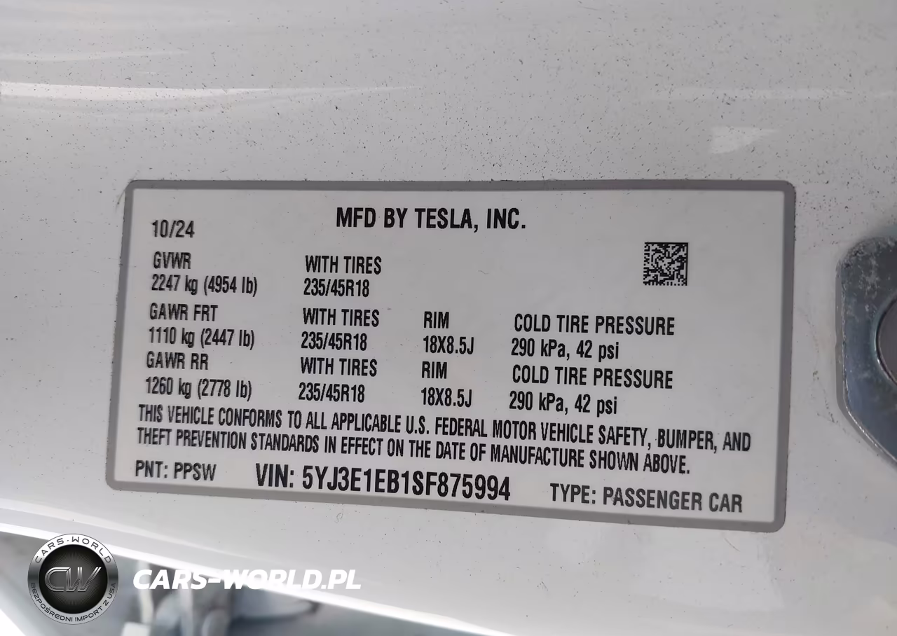 2025 Tesla Model 3 Long Range All-Wheel Drive VIN:5YJ3E1EB1SF875994 - 9