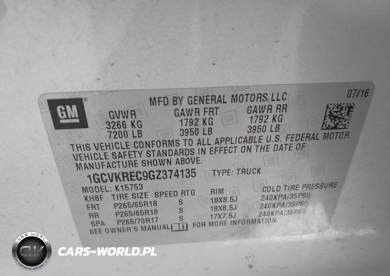 2016 Chevrolet Silverado 1500 2Lt VIN:1GCVKREC9GZ374135 - 9