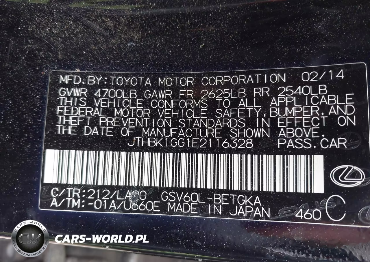 2014 Lexus Es 350 VIN:JTHBK1GG1E2116328 - 9