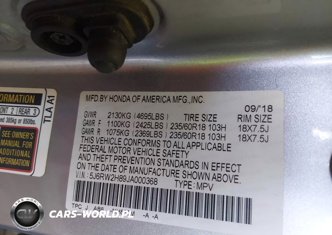 2018 Honda Cr-V Ex-L-Ex-L Navi VIN:5J6RW2H89JA000368 - 9