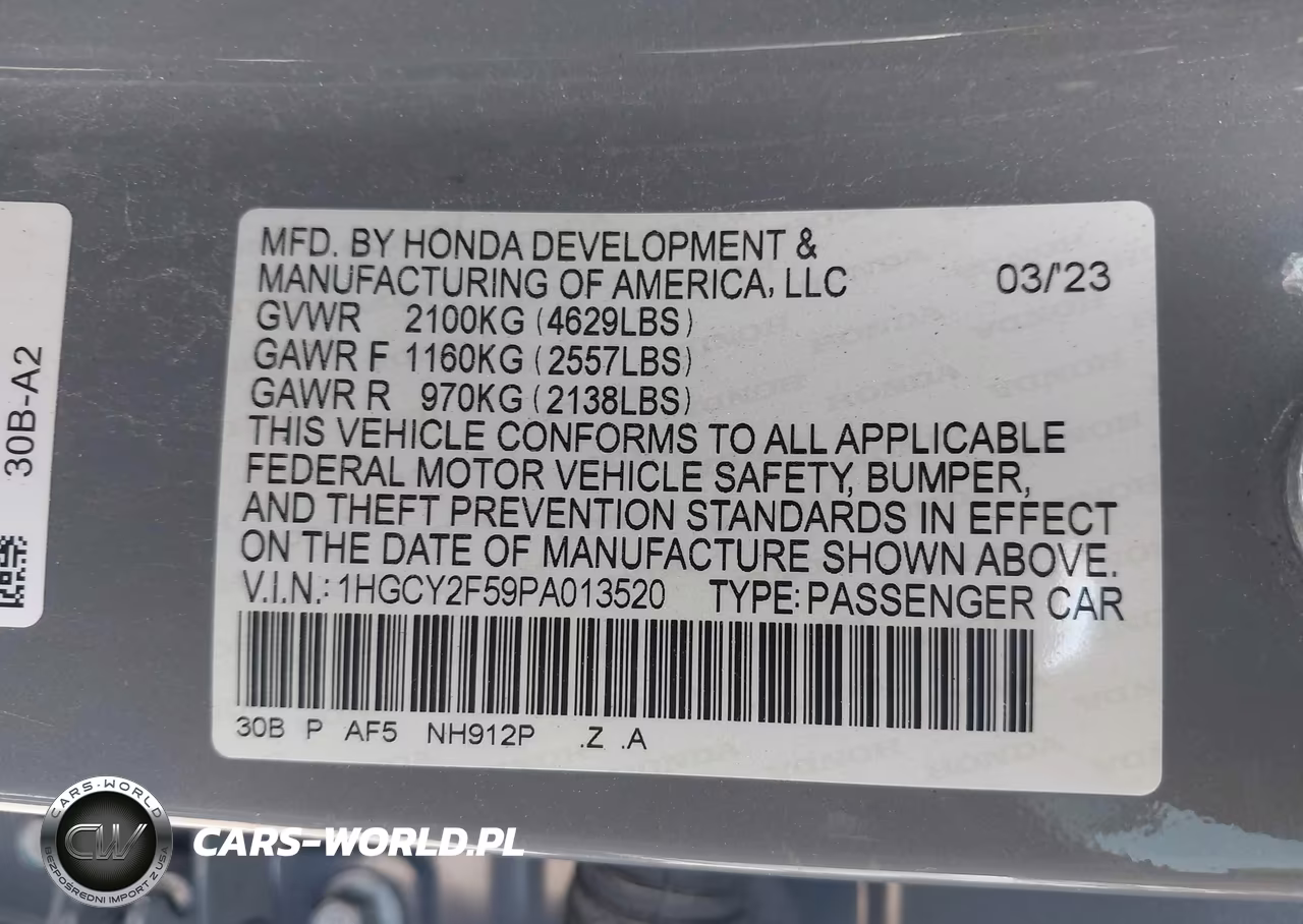 2023 Honda Accord Hybrid Sport VIN:1HGCY2F59PA013520 - 9