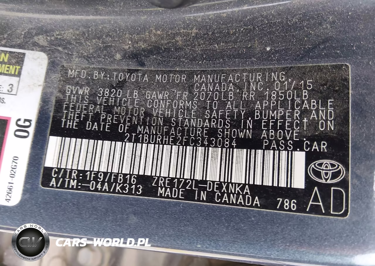 2015 Toyota Corolla Le VIN:2T1BURHE2FC343084 - 9