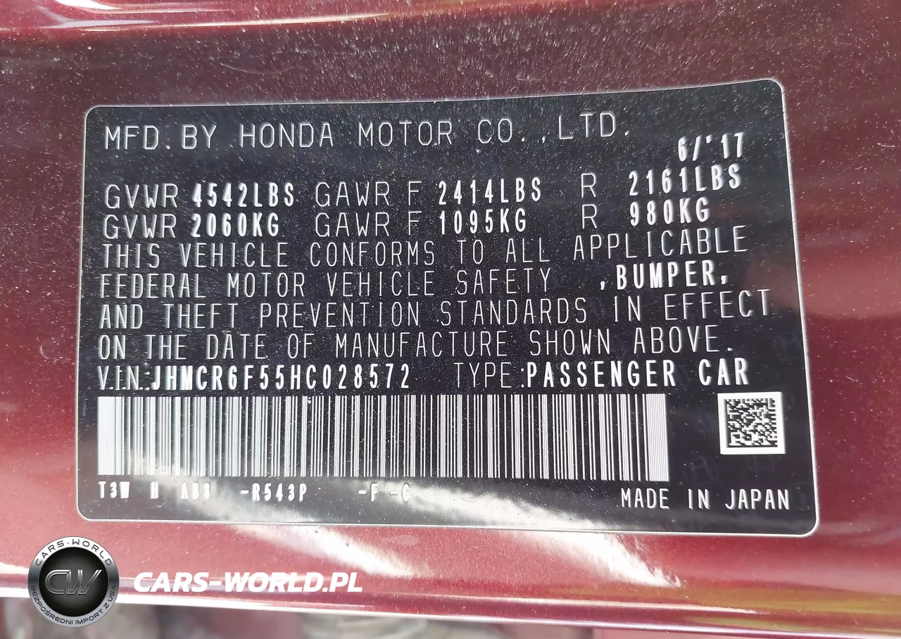 2017 Honda Accord Hybrid Ex-L VIN:JHMCR6F55HC028572 - 9