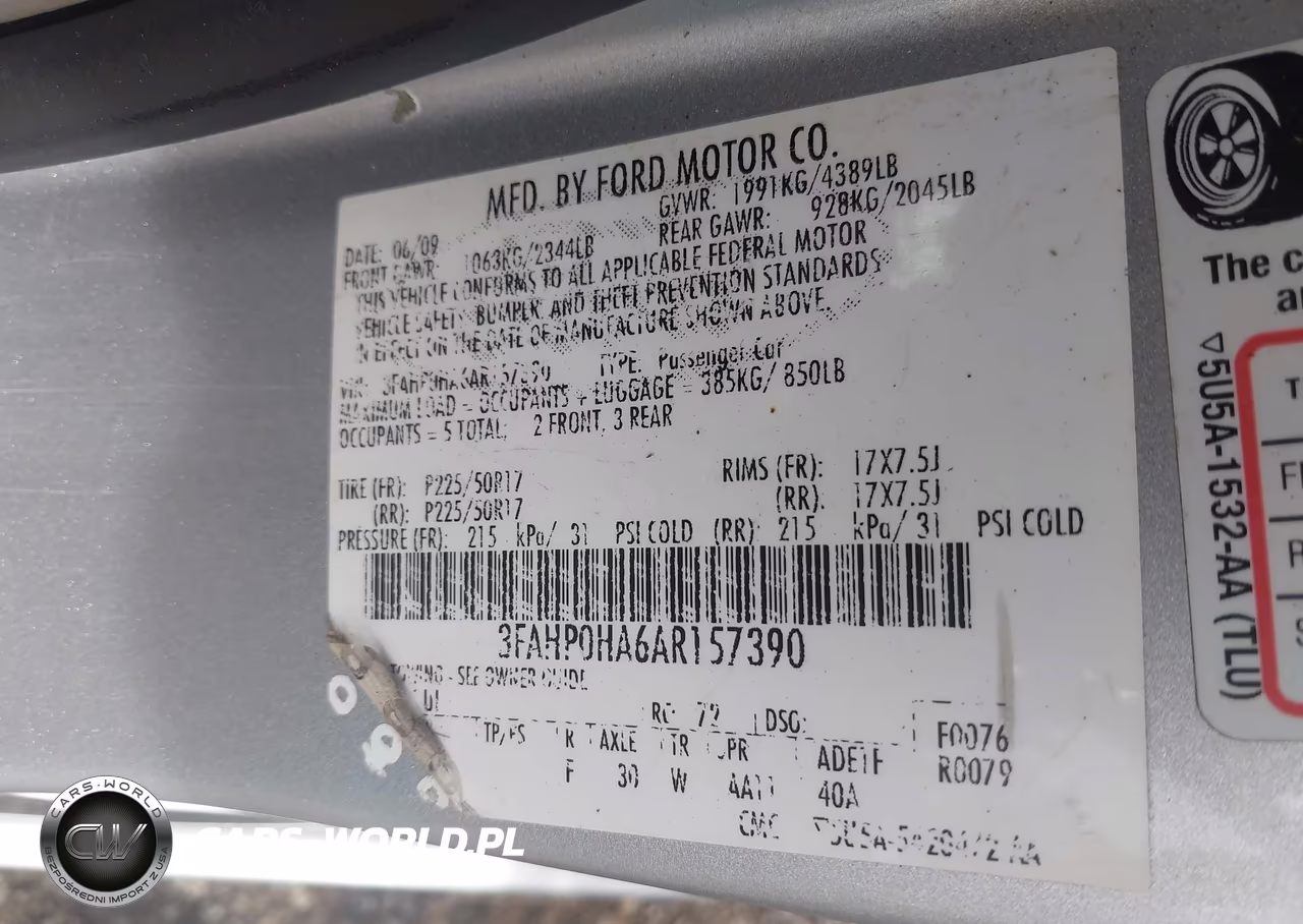 2010 Ford Fusion Se VIN:3FAHP0HA6AR157390 - 9