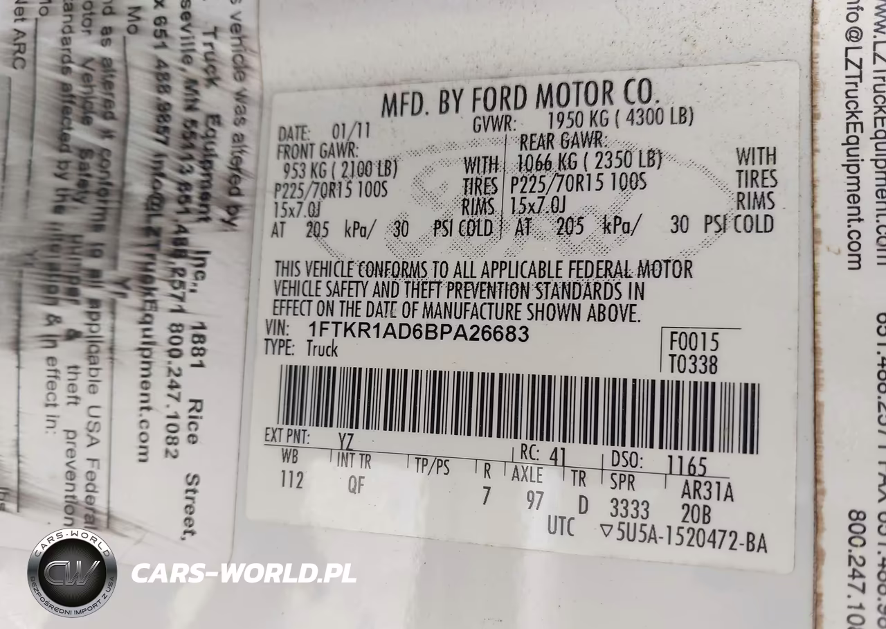 2011 Ford Ranger Xl VIN:1FTKR1AD6BPA26683 - 9