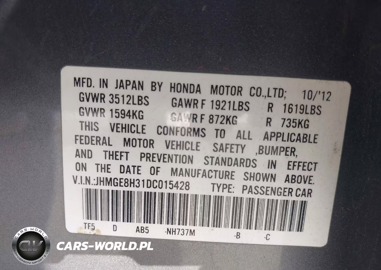 2013 Honda Fit VIN:JHMGE8H31DC015428 - 9