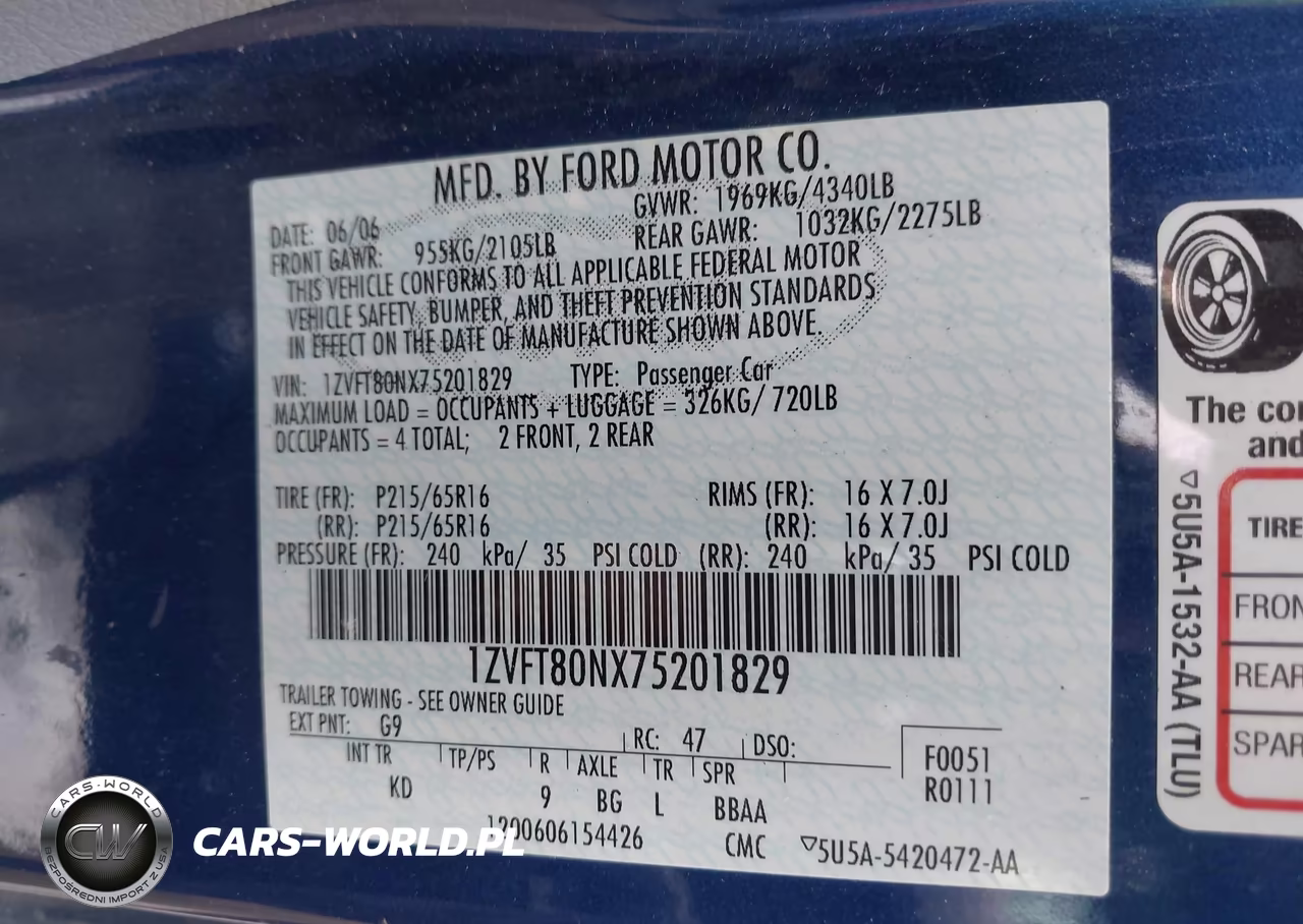 2007 Ford Mustang V6 Deluxe-V6 Premium VIN:1ZVFT80NX75201829 - 9