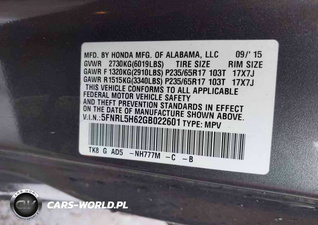 2016 Honda Odyssey Ex-L VIN:5FNRL5H62GB022601 - 9