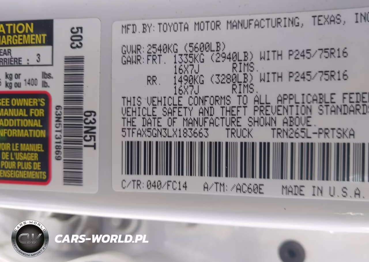 2020 Toyota Tacoma Sr5 VIN:5TFAX5GN3LX183663 - 9