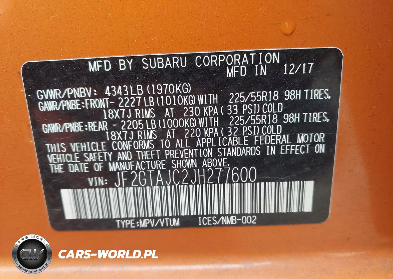 2018 Subaru Crosstrek 2.0I Limited VIN:JF2GTAJC2JH277600 - 9