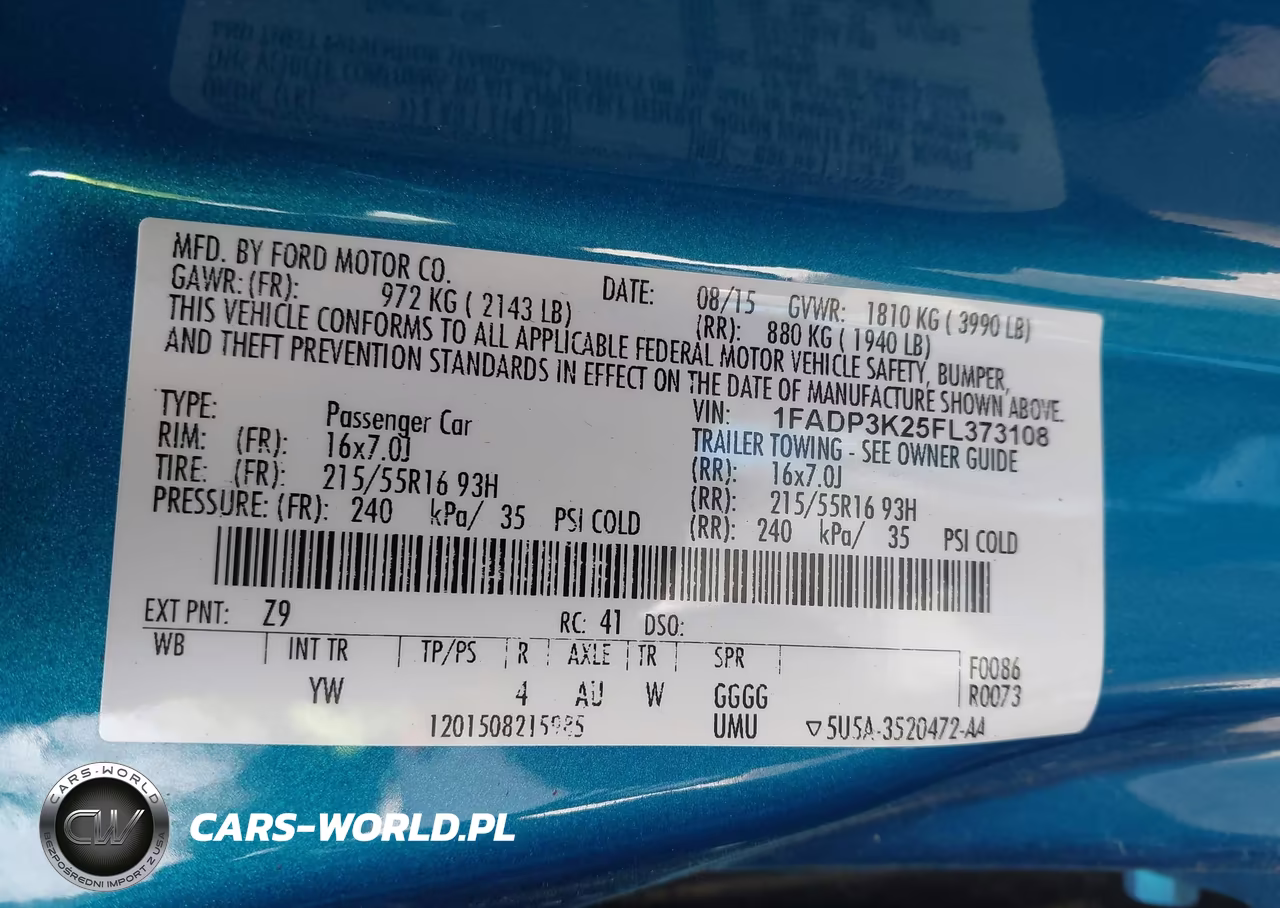 2015 Ford Focus Se VIN:1FADP3K25FL373108 - 9