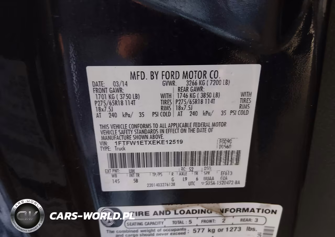 2014 Ford F-150 Fx4 VIN:1FTFW1ETXEKE12519 - 9